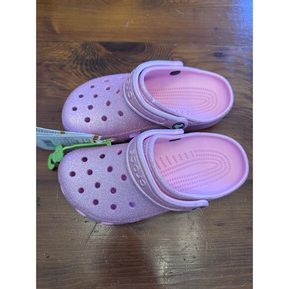 Crocs Classic Glitter Clog Pink- Big Kid Sz 4 NWT - Picture 2 of 7